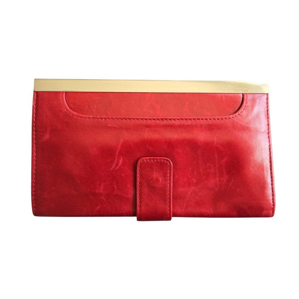 Hobo Intl Maxine Framed Clutch Wallet Red Polished Leather Vintage-inspired
EUC
